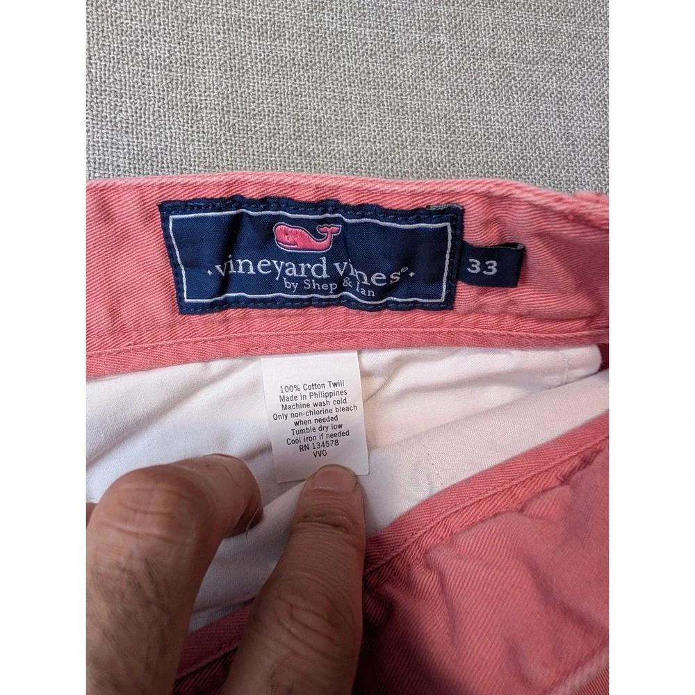 Vineyard Vines Club Short Mens 33 Salmon Pink 100% Cotton Twill Chino Shorts‎